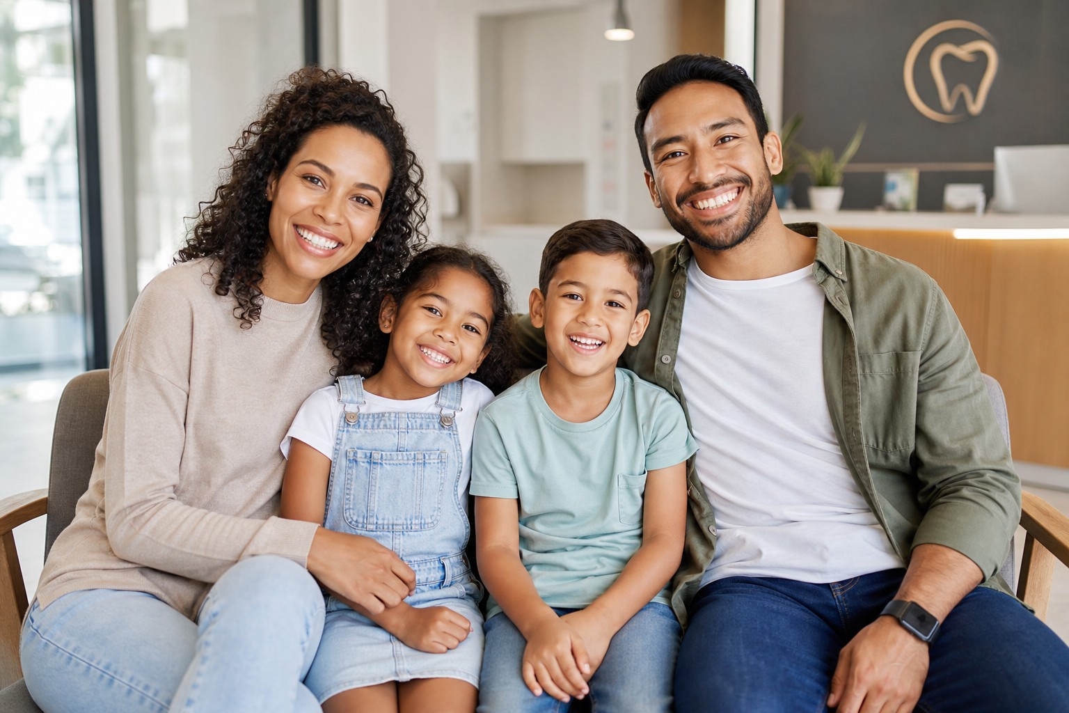 Happy family smiling at Oakwood Dental & Implants