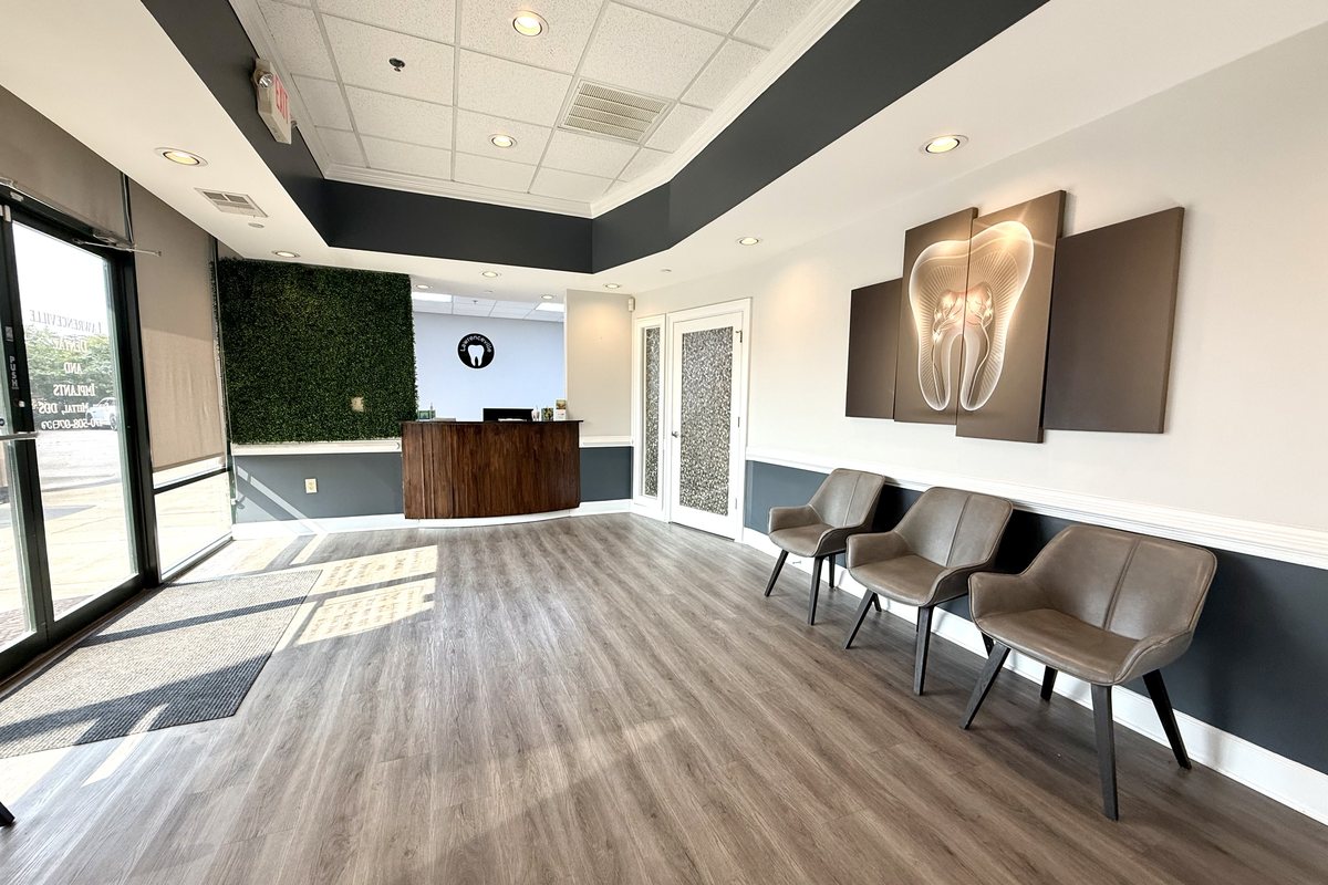 Reception and waiting area at Lawrenceville Dental and Implants, 2003 Riverside Pkwy Suite 104